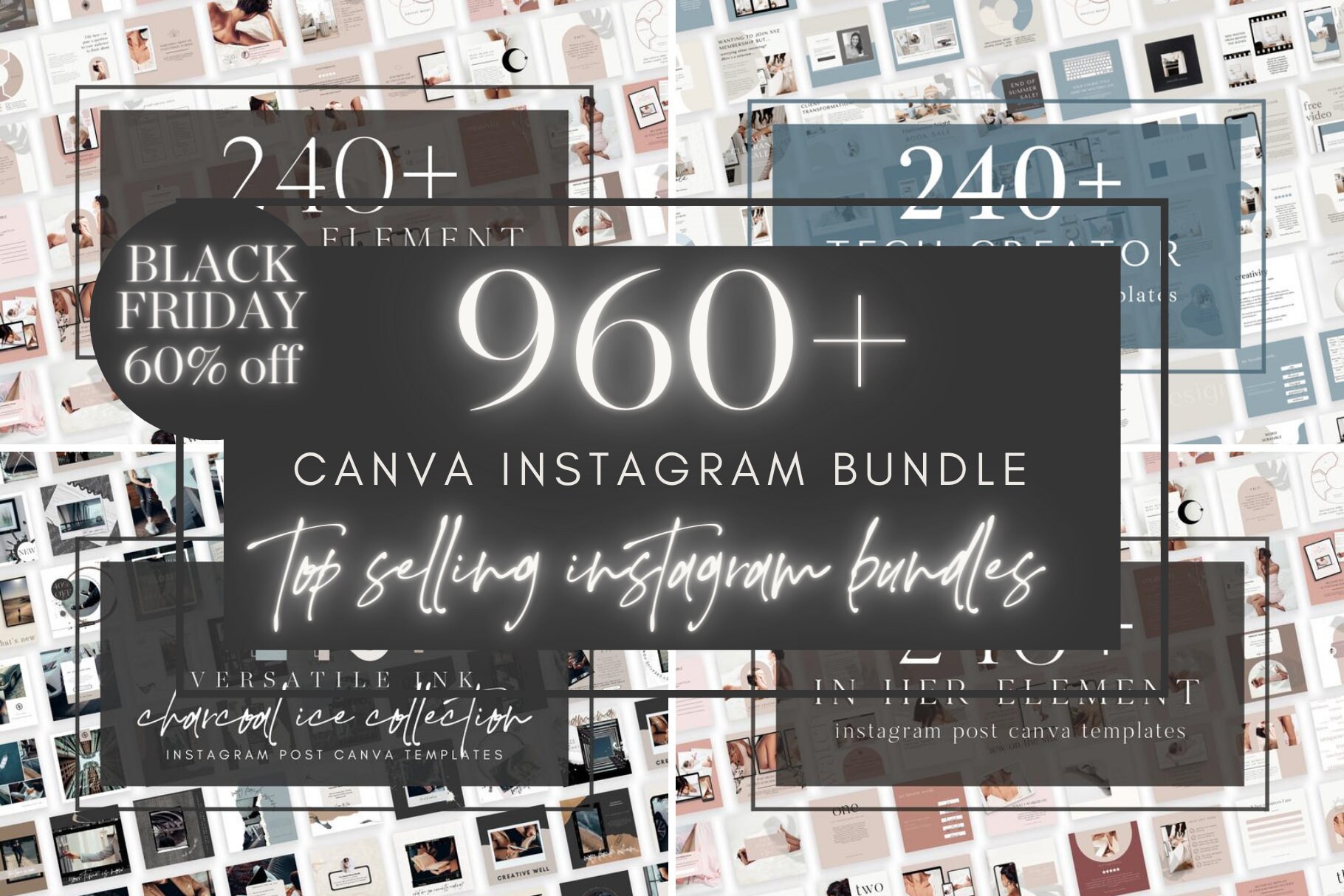 BLACK FRIDAY 960 Instagram Post Bundle with Bonus Instagram Carousel