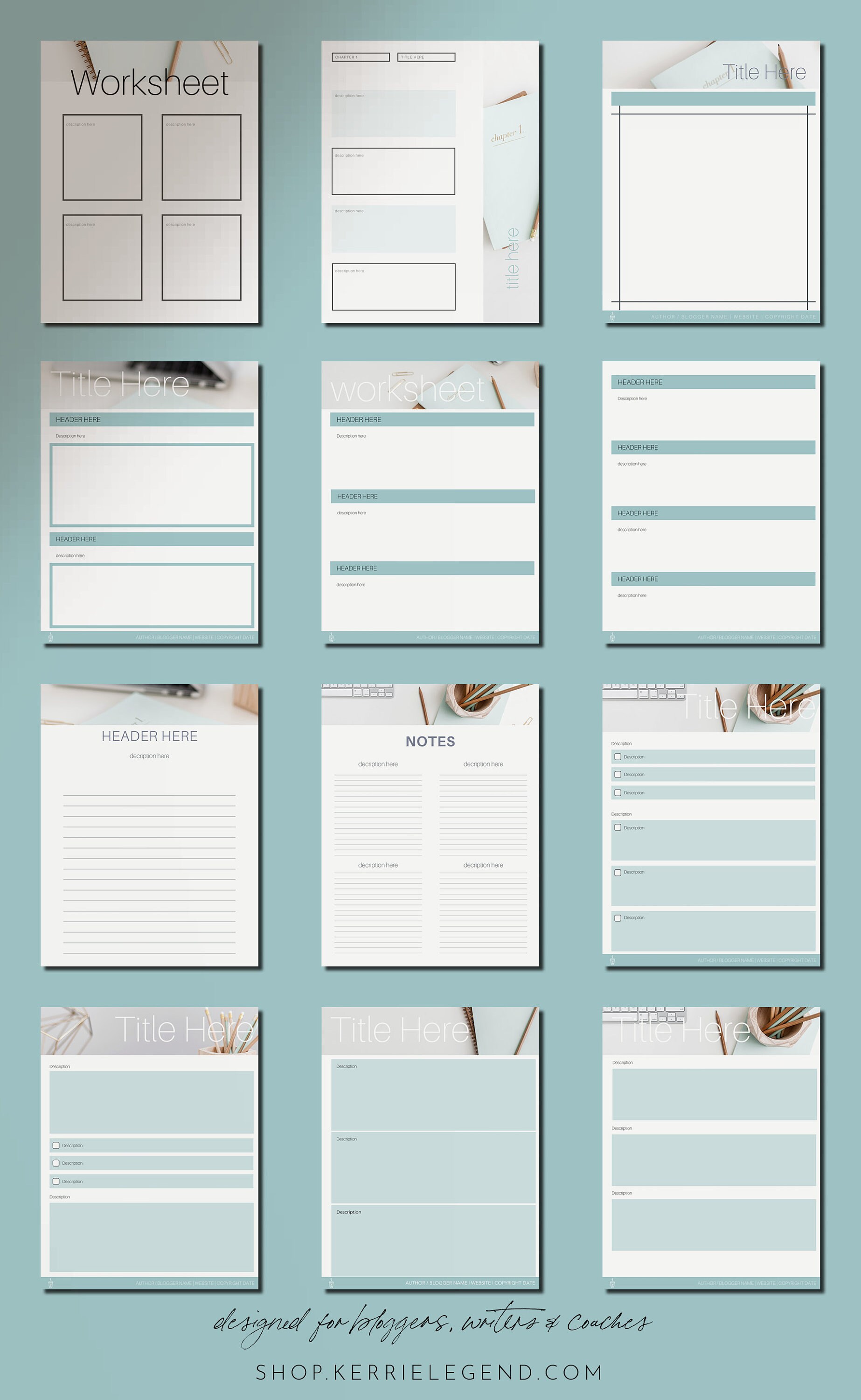 80 Canva Workbooks & Canva Worksheets | Canva Templates | Turquoise