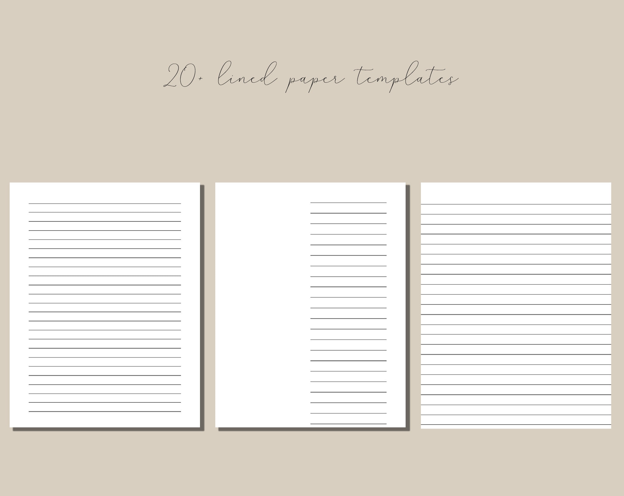 Canva Lined Paper Template in Plain and Rainbow Colors Wide Etsy