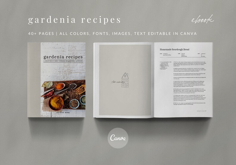 Gardenia Recipe Book Canva Template Set GARDENIA 40 Pages | Etsy