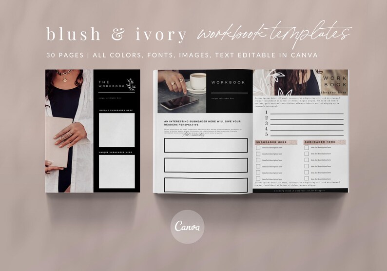 30 Canva Workbook Templates Worksheet Templates Rose Gold | Etsy