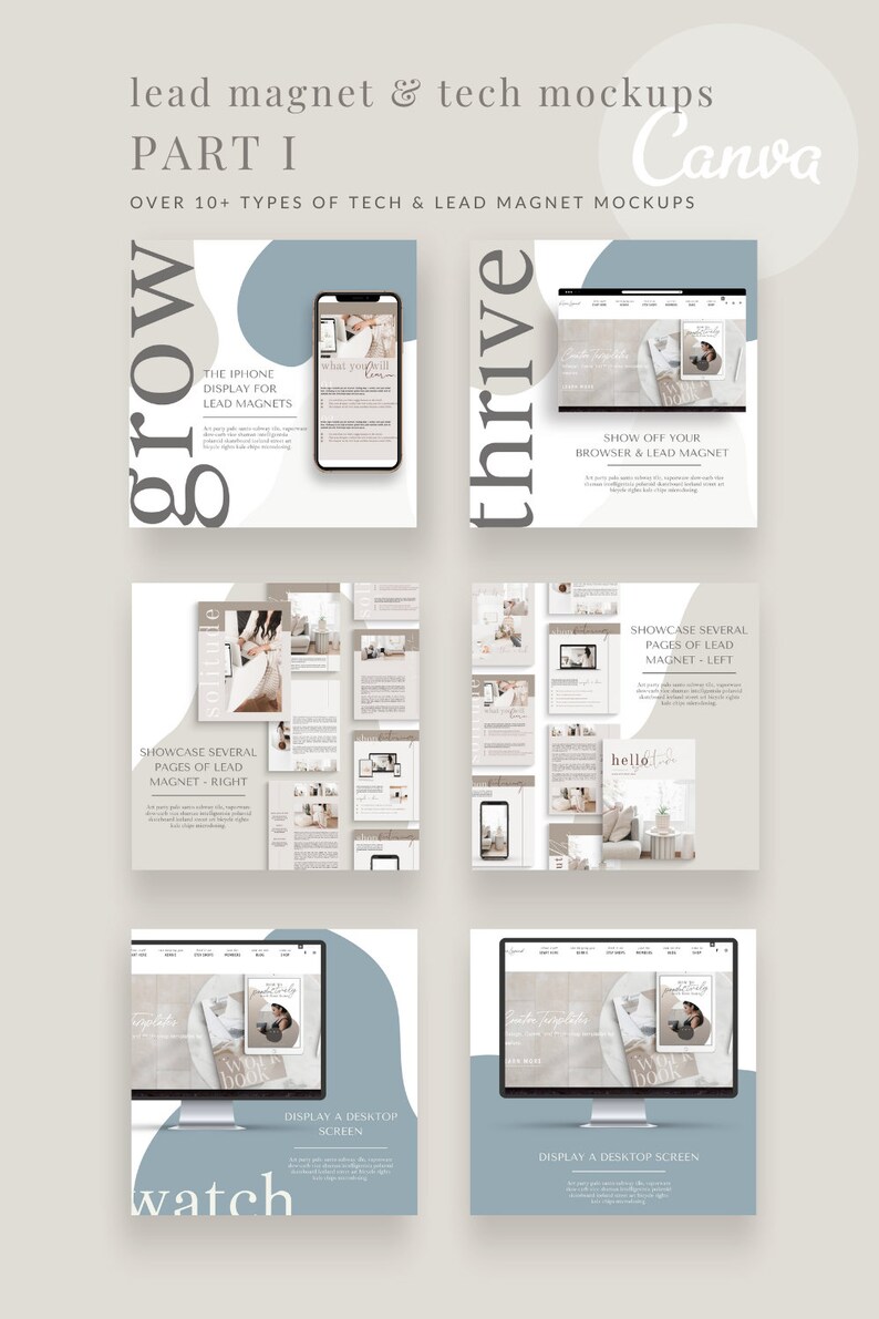 Download Lead Magnet Tech Mockups PART 1 Instagram Templates for | Etsy
