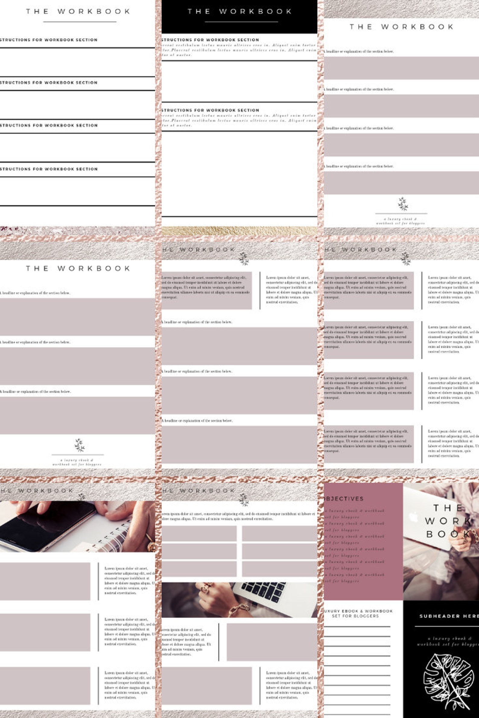 30-canva-workbook-templates-worksheet-templates-rose-gold-etsy