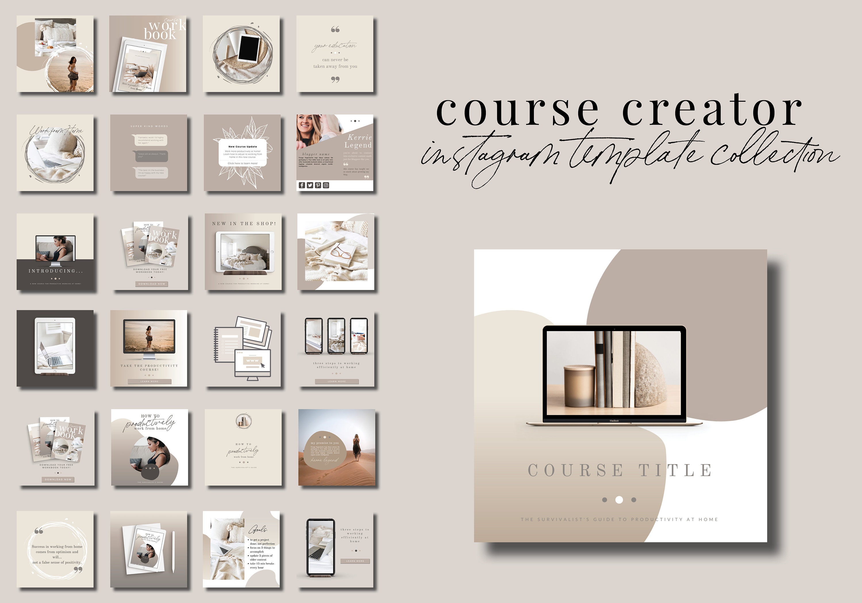 Course Creator Instagram Templates for Canva - 30 Instagram Canva