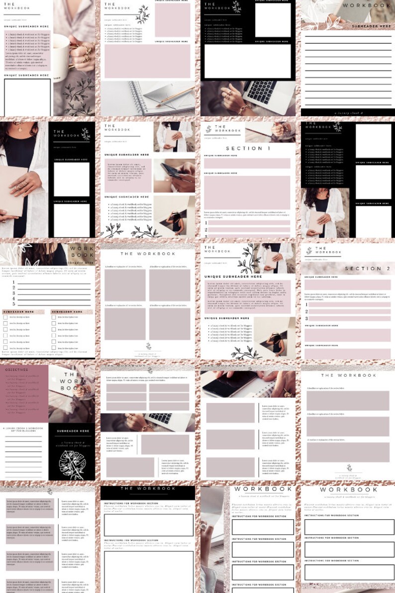 30 Canva Workbook Templates Worksheet Templates Rose Gold | Etsy