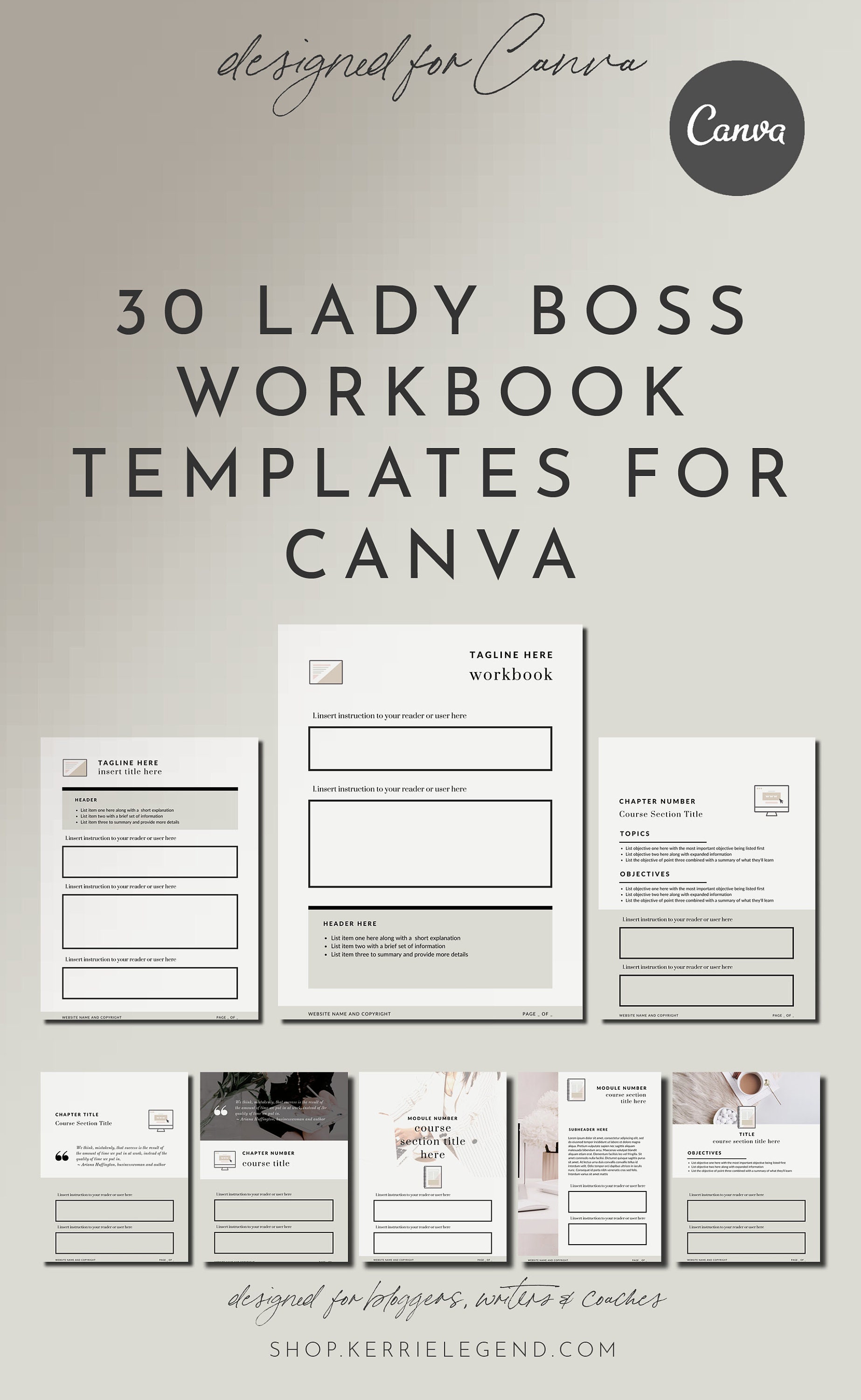 30 Canva Workbooks & Canva Worksheets - LADY BOSS | Canva Templates