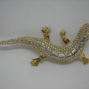 70s Lizard brooch - Made in Italy - 800 Silver and Rhinestones