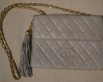 CHANEL Vintage Cream Lambskin Bag Chain Strap - Made in France