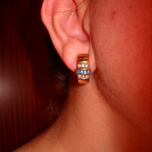 Earrings gold filled Made in Italy 70&#39;s - sapphires and zircons