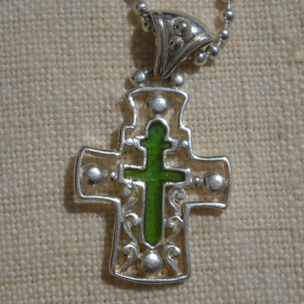 1990 Sterling Silver Necklace with Lorena Cross