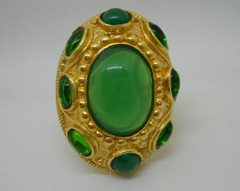 Ring Gold Filled - 925 Sterling Silver and Emerald Imitation