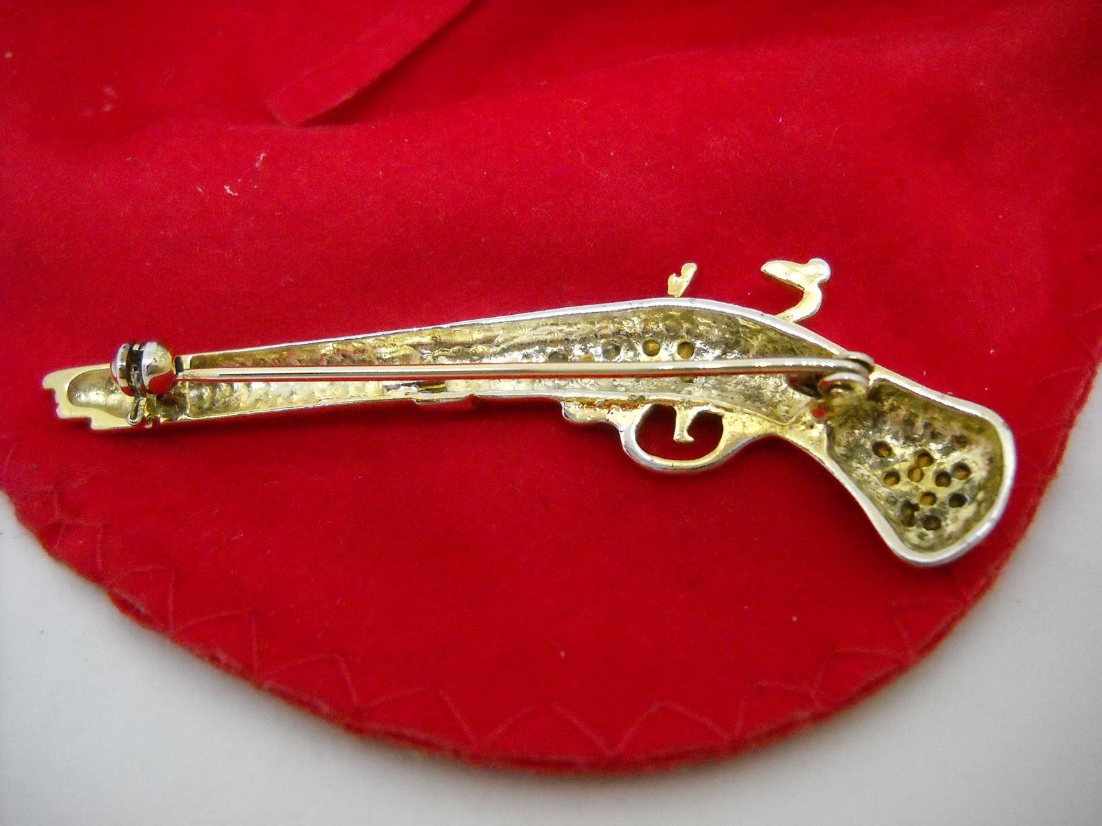 Brooch Sterling Silver and Rhinestones Rifle Reproduction Etsy