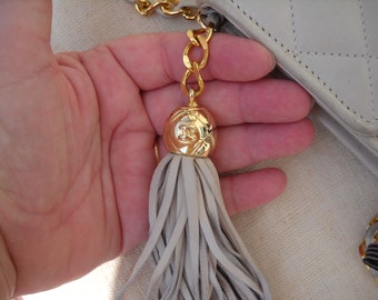 CHANEL Vintage Cream Lambskin Bag Chain Strap - Made in France