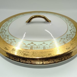 Vintage Superior Bavaria Überdachte Ovale Gemüseschale - 22 Karat Gold Garantiert