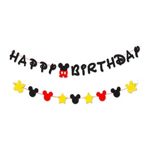 Bannière d'anniversaire de souris 17 po. || Joyeux anniversaire, décoration rouge et jaune