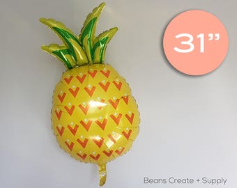Pineapple Balloon | 31", Fruits, Tropical, Pool, Party Decor, Luau Party, Tropical Party, Bridal Shower, Hawaiian, Flamingo Luau
