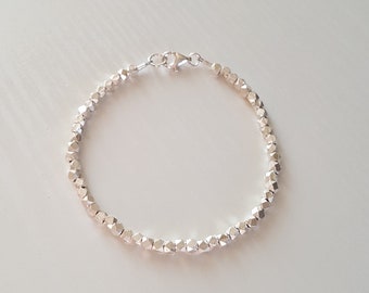 Karen Hill Tribe Silver Faceted Bracelet | Minimalist Dainty | Stacking, Bracelet | Layering Bracelet | Gift for Him, Her