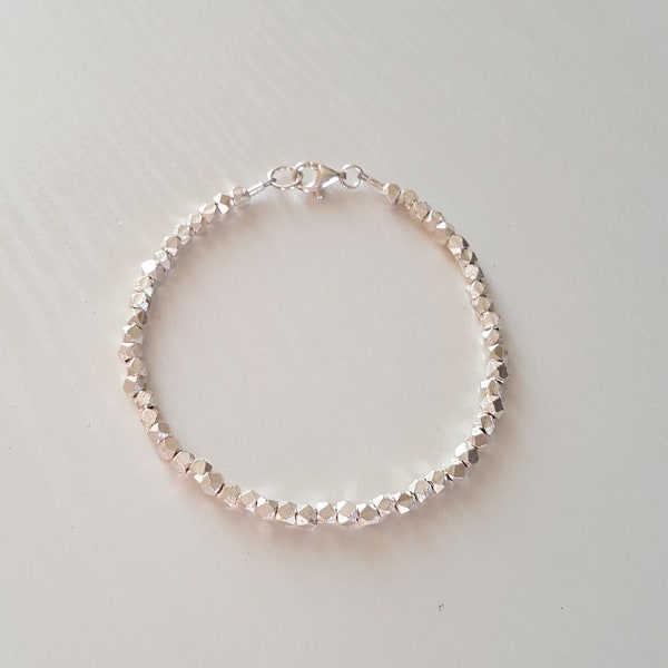 Karen Hill Tribe Silver Faceted Bracelet | Minimalist Dainty | Stacking, Bracelet | Layering Bracelet | Gift for Him, Her