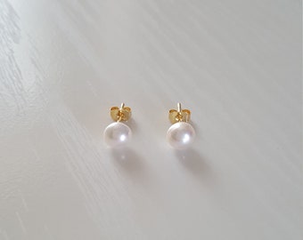 14K Gold Akoya Pearl Earrings | Pearl Stud Earrings | Summer Wedding | Bridal Jewelry | Wedding Jewelry | Minimalist | June Birthstone