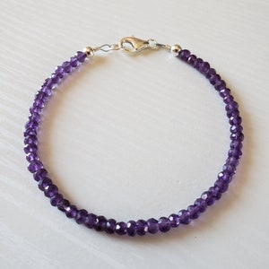 AAA+ African Amethyst Bracelet | 925, 14K Gold or Rose Gold Filled | Dainty | Stacking Bracelet | February Birthstone
