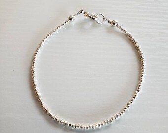 Karen Hill Tribe Silver Faceted Bracelet: Dainty Stacking Jewelry