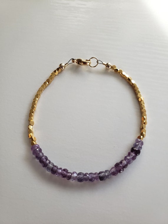 AAAA+ Extremely Rare Alexandrite, Hill Tribe Faceted 24K Gold Vermeil Bracelet | 14K GF Clasp/Findings | June Birthstone | Made To Order