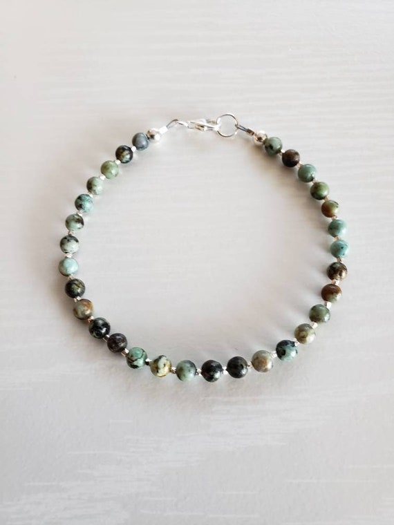 AAA++ African Turquoise, Hill Tribe 925 Silver Bracelet | 925 Clasp & Findings | December Birthstone | Made To Order | Gift Boxed