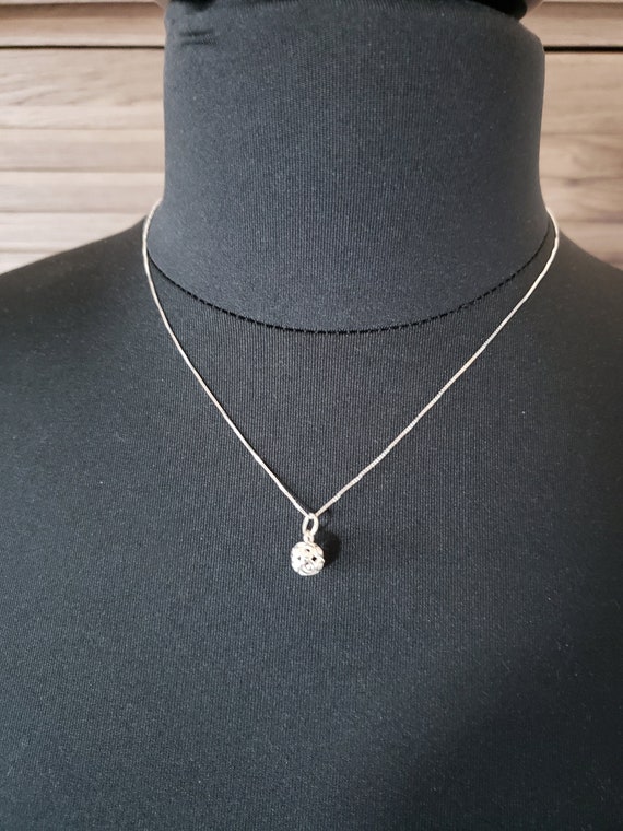 18" 925 Italian Box Chain Necklace w/925 Spiral Ball Charm | Minimalist, Dainty | Charm Necklace  | Italian Sterling | Gift For Her
