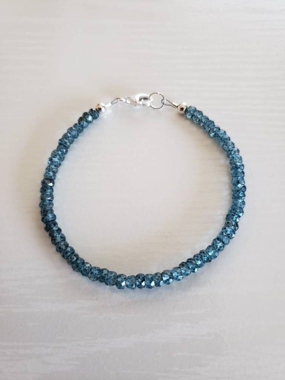 AAA+ London Blue Topaz Bracelet | 925, 14K Gold Filled, 14K Rose Gold Filled | November Birthstone | Made To Order | Gift Boxed