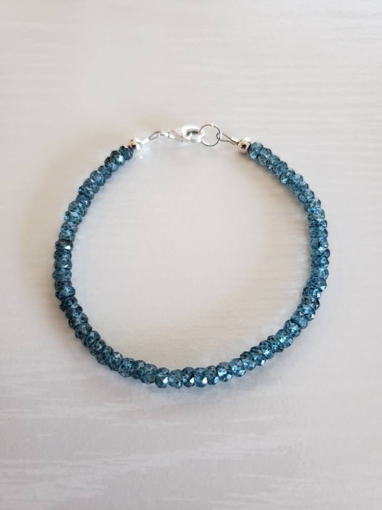 Natural Swiss Blue Topaz Flexible Tennis Bracelet Prong Set Fashion Jewelry