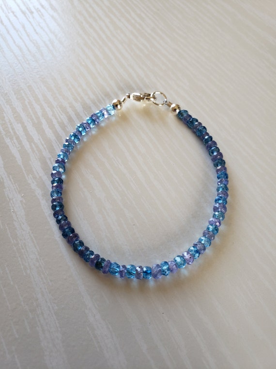 AAA+ Tanzanite, Swiss Blue Topaz Bracelet | 925, 14K Gold or Rose Gold Filled | November, December Birthstone