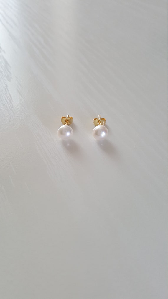 14K Gold Akoya Pearl Earrings | Pearl Stud Earrings | Summer Wedding | Bridal Jewelry | Wedding Jewelry | Minimalist | June Birthstone