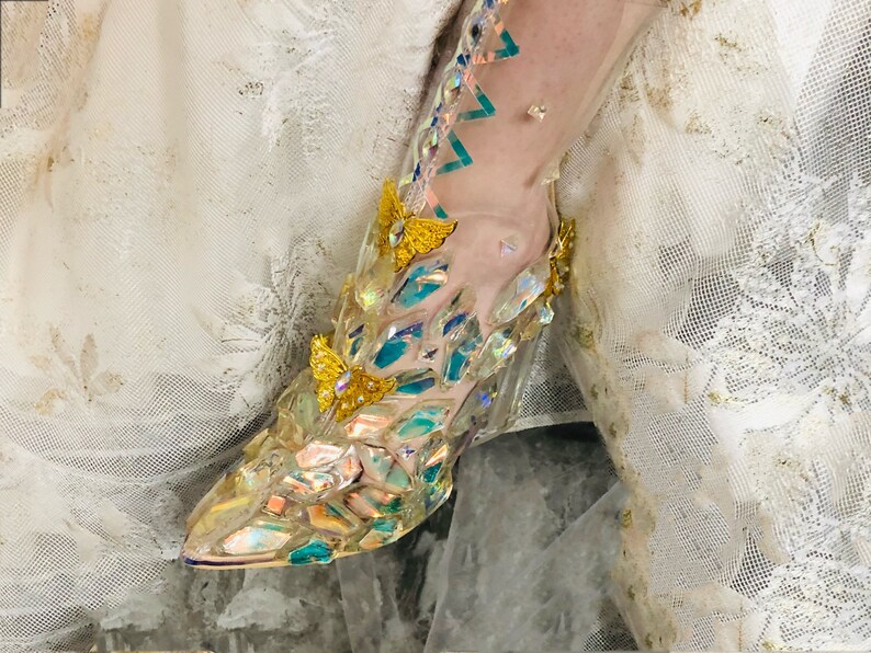 NEW Crystal boots with handmade crystal pieces transparent Etsy