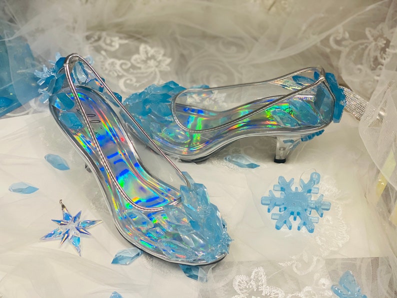 New Queen Elsa Ice shoes blue crystal snowflake high heels Etsy
