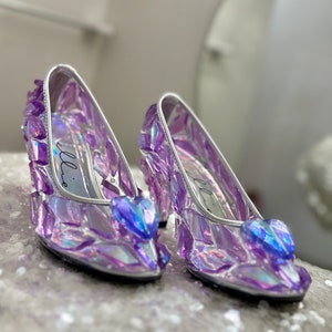 Cinderella glass slippers lavender purple blue crystal shoes for wedding birthday gift personalized gift unique gift for her