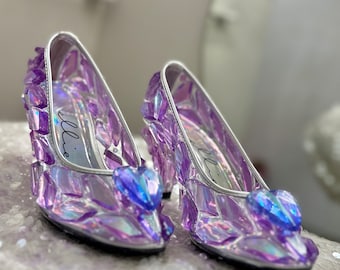 Buy Cinderella Glass Slippers Lavender Purple Blue Crystal Shoes