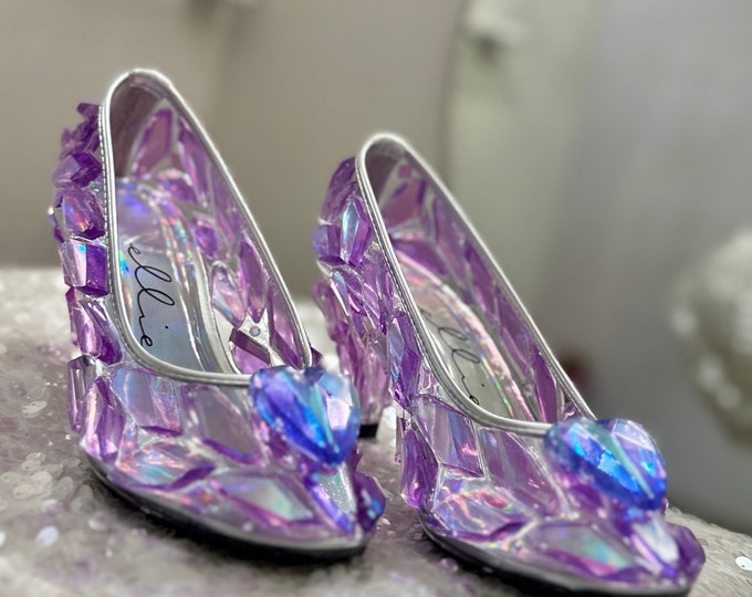 Cinderella Glass Slippers Lavender Purple Blue Crystal Shoes for ...