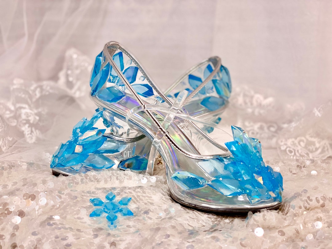 Queen Elsa Ice Shoes Blue Crystal Snowflake High Heels Great - Etsy