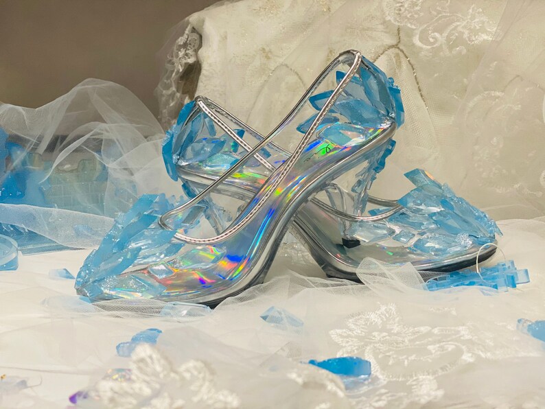 New Queen Elsa Ice shoes blue crystal snowflake high heels Etsy