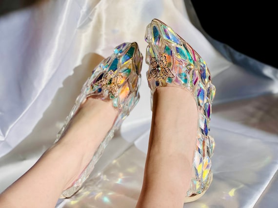 Zapatos de boda únicos Zapatillas de cristal de Cenicienta de - Etsy España