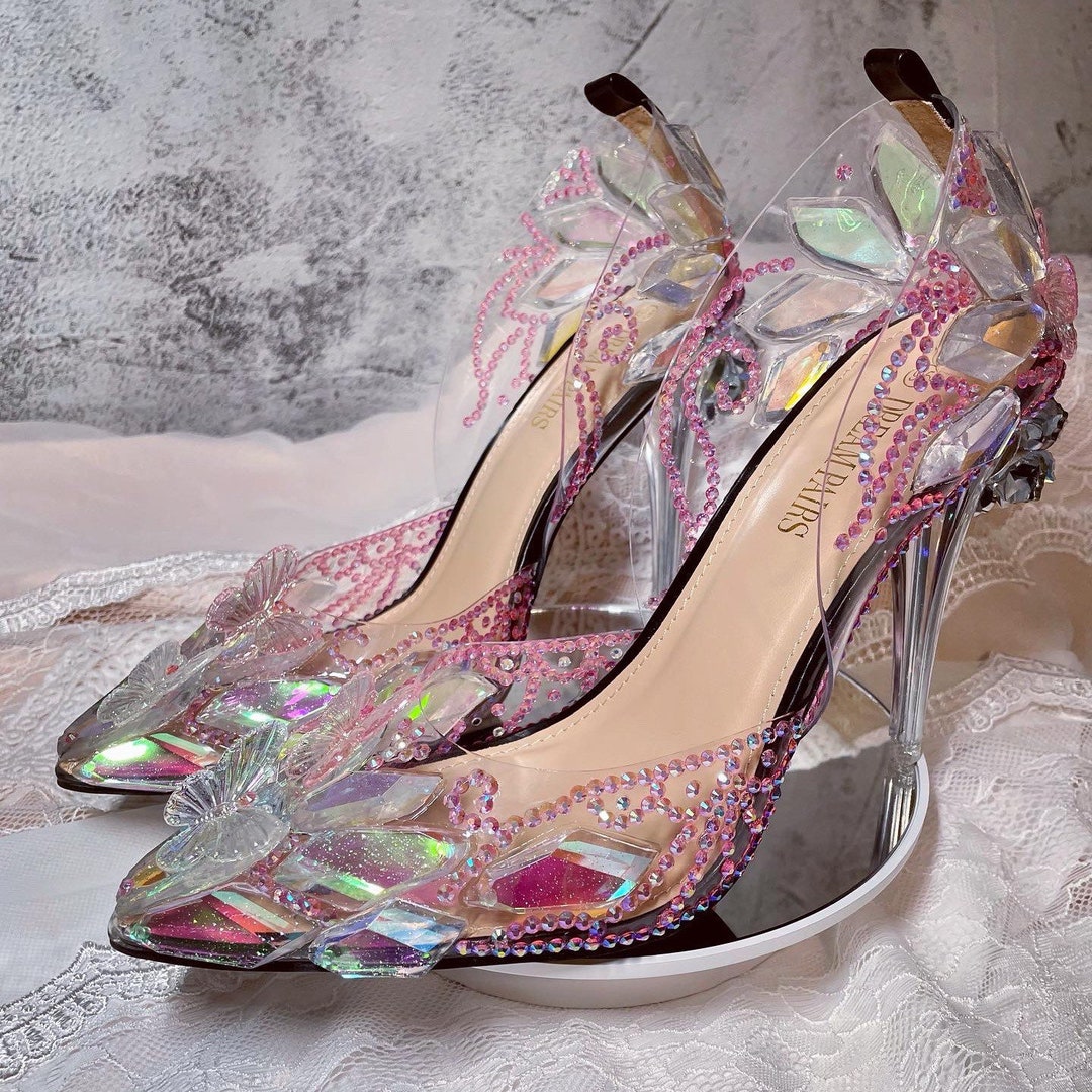 Wedding Shoes Cinderella Glass Shoes Pink Purple Butterfly Pumps Gift for Her Wedding Gift Indian Wedding Bride Heels Etsy Canada
