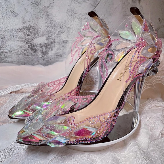 Transparent Women S Shoes with High Heels. Shoes with Crystals. Cinderella  Shoes Stock Image - Image of beauty, transparent: 244432739