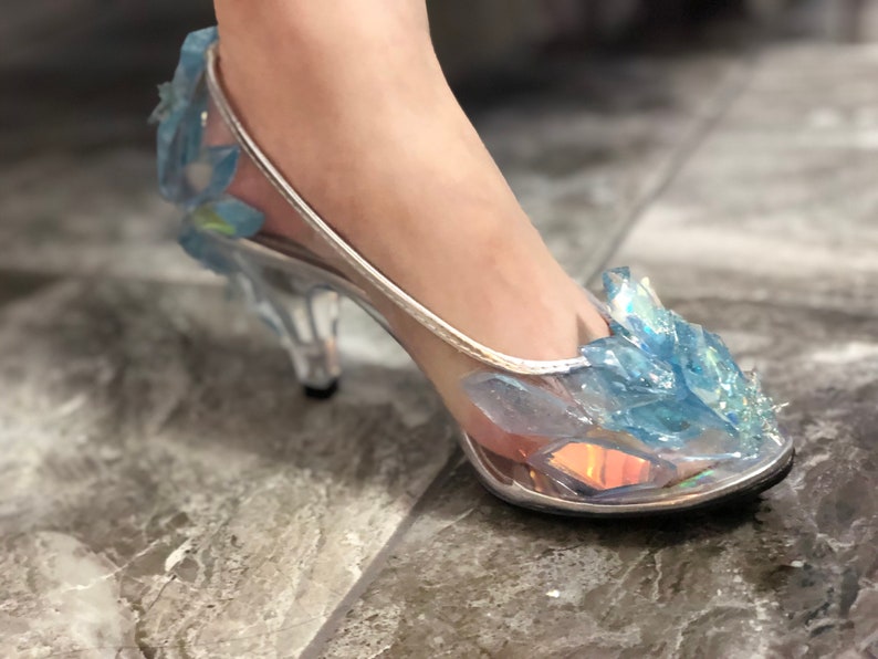 New Queen Elsa Ice shoes blue crystal snowflake high heels