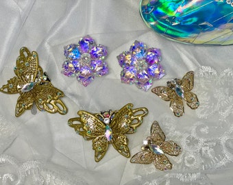 Shoe clips shoe decorations crystal flowers clips butterflies clips exchangeable topping on the shoes