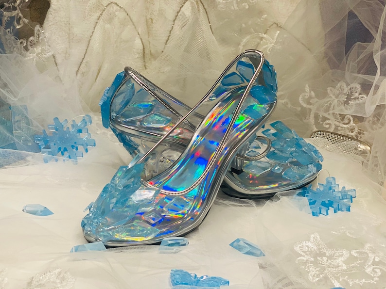 New Queen Elsa Ice shoes blue crystal snowflake high heels Etsy