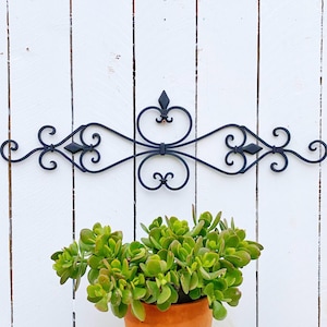 Scrolled Metal Wall Decor, French Cottage Wall Decor, Fleur De Lis Wall Decor, Wall Hanging, Metal Copper Wall Decor, Home Decor