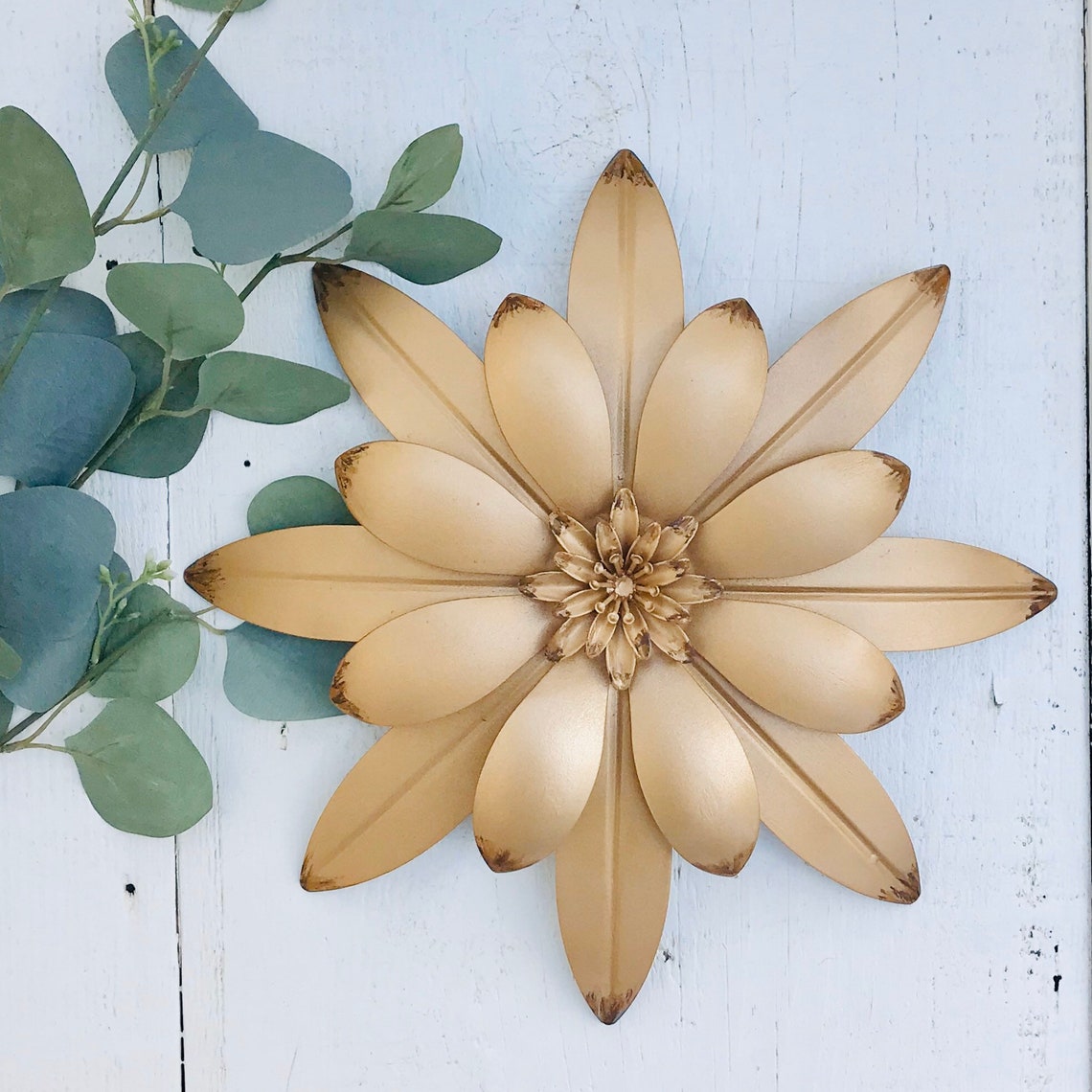 Galvanized Wall Flower/ Red Metal Flower/ Flower Art/ Metal Etsy