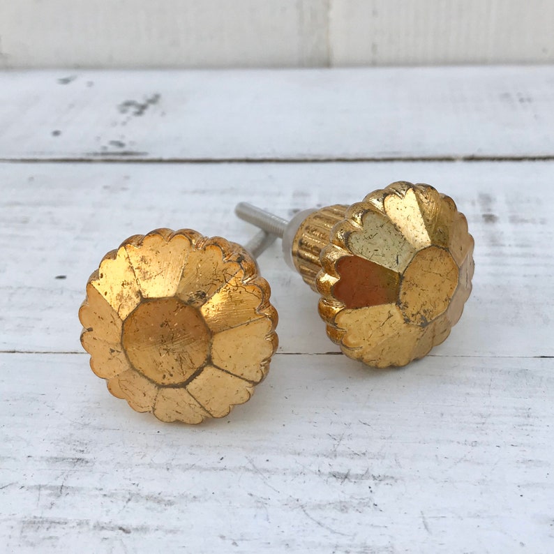 Gold Antique Style Knobs Gold Knobs Glass Knobs Dresser Etsy