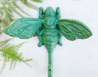 Bee Hook, Cast Iron Hook, Towel Hook, Coat Hanger, Decorative Hook, Key Hook, Gift, Bumblebee Hook, Spring Decor