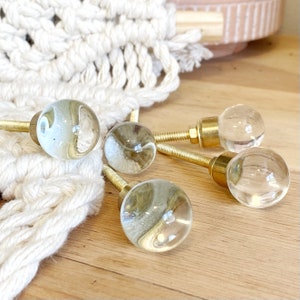 Glass Knob, Round Glass Knob, Modern Knob, Petite Knob, Diy Hardware, Knob, Glass Knob Hardware, Boho Knob, Ball Glass Knob, Dresser Knob